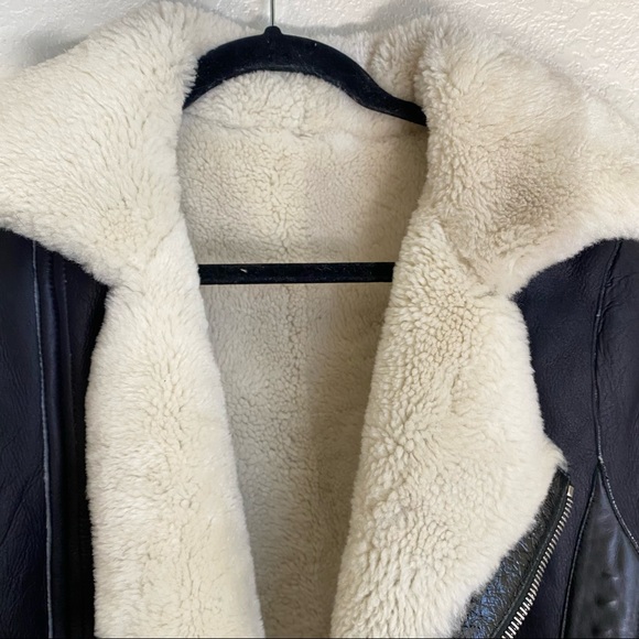 Belstaff Elmington Patent leather-trimmed shearling moto jacket black size 44 - Picture 4 of 16